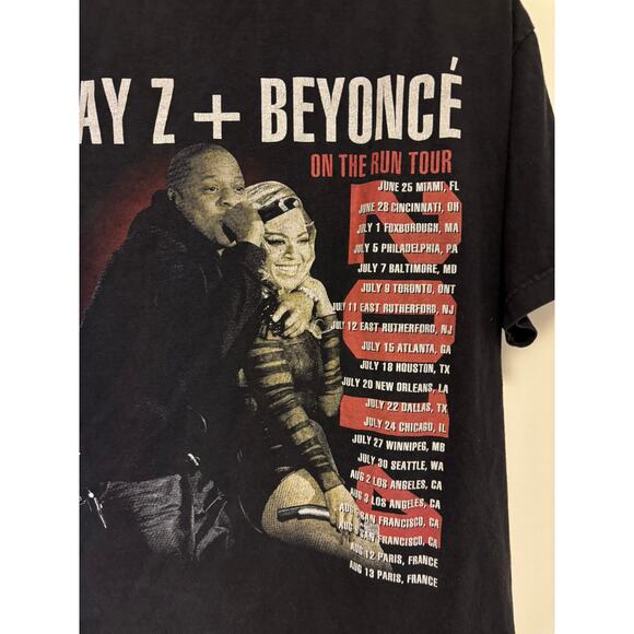 On The Run Tour Jay Z Beyonce Concert T-Shirt 2014 Black Medium - Picture 4 of 4